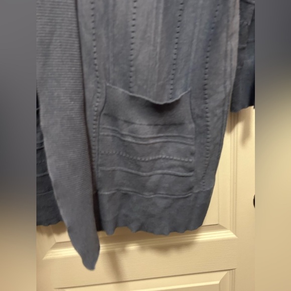 Avenue sweater women's size 18/20 open front Cardigan blue Pointelle pretty - Picture 6 of 13
